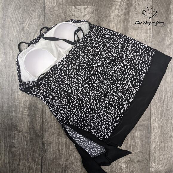 Coastal Blue Asymmetrical Hem Tankini Top Size L - Picture 4 of 4